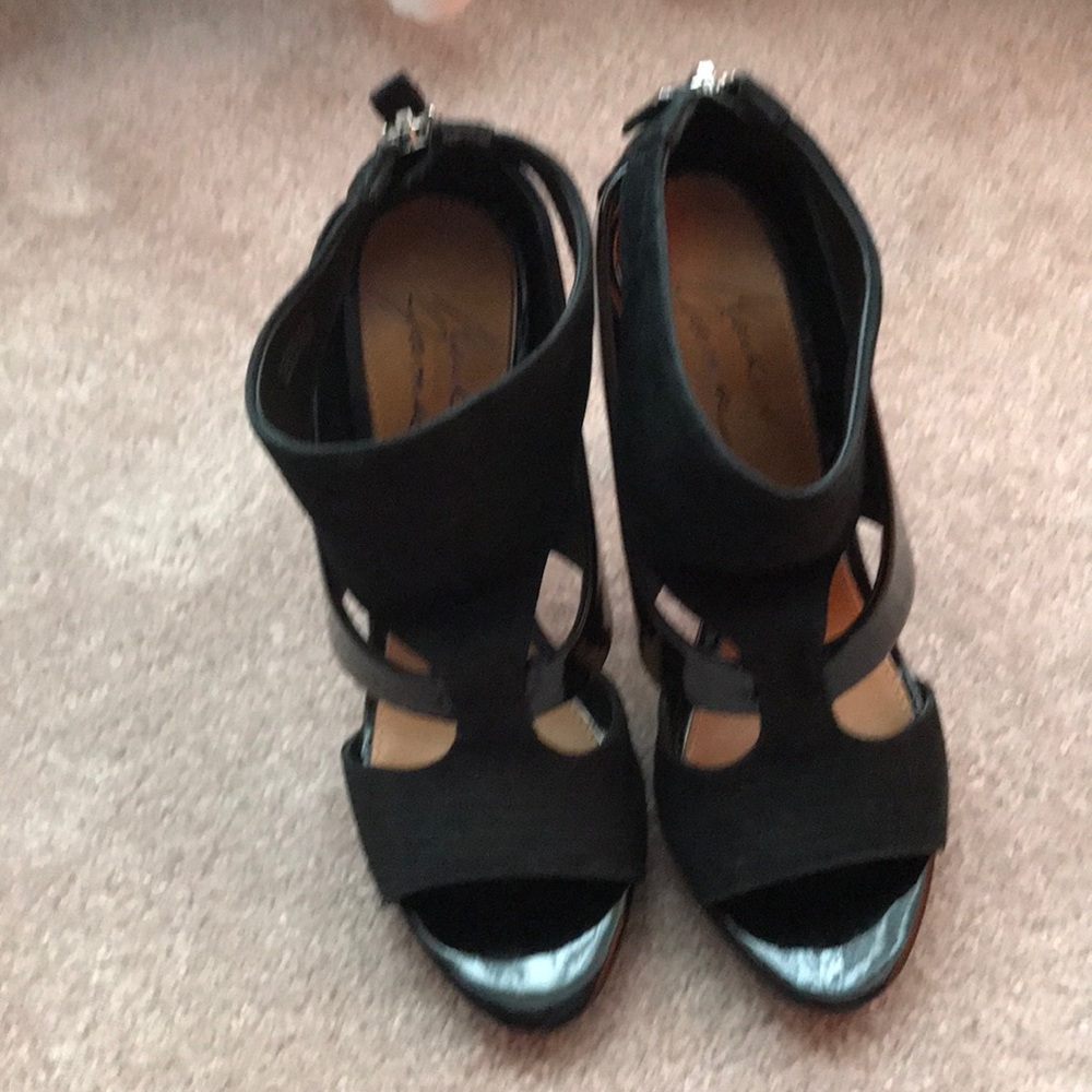 BADGLEY MISCHKA PEEP TOE CAGED BOOTIES